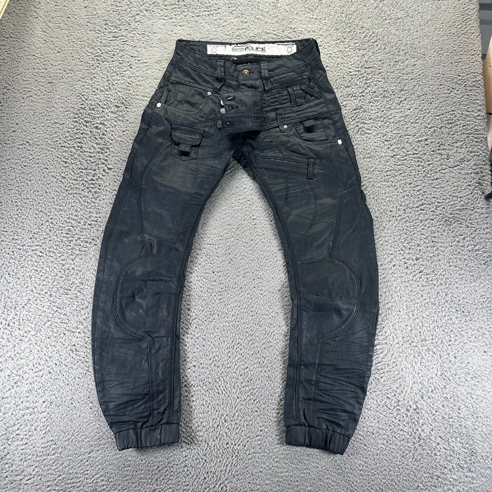 883 Police Nendo Carrot Cuff Jeans Men 28x28 Black Denim Tapered Leg Button-Fly